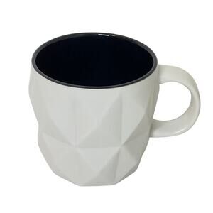 Teavana Coffee Mug Matte White 3D Faceted Black Interior 12 fl ou 2016 Rare